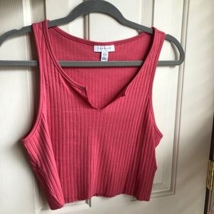 TOPSHOP pink cropped tank top